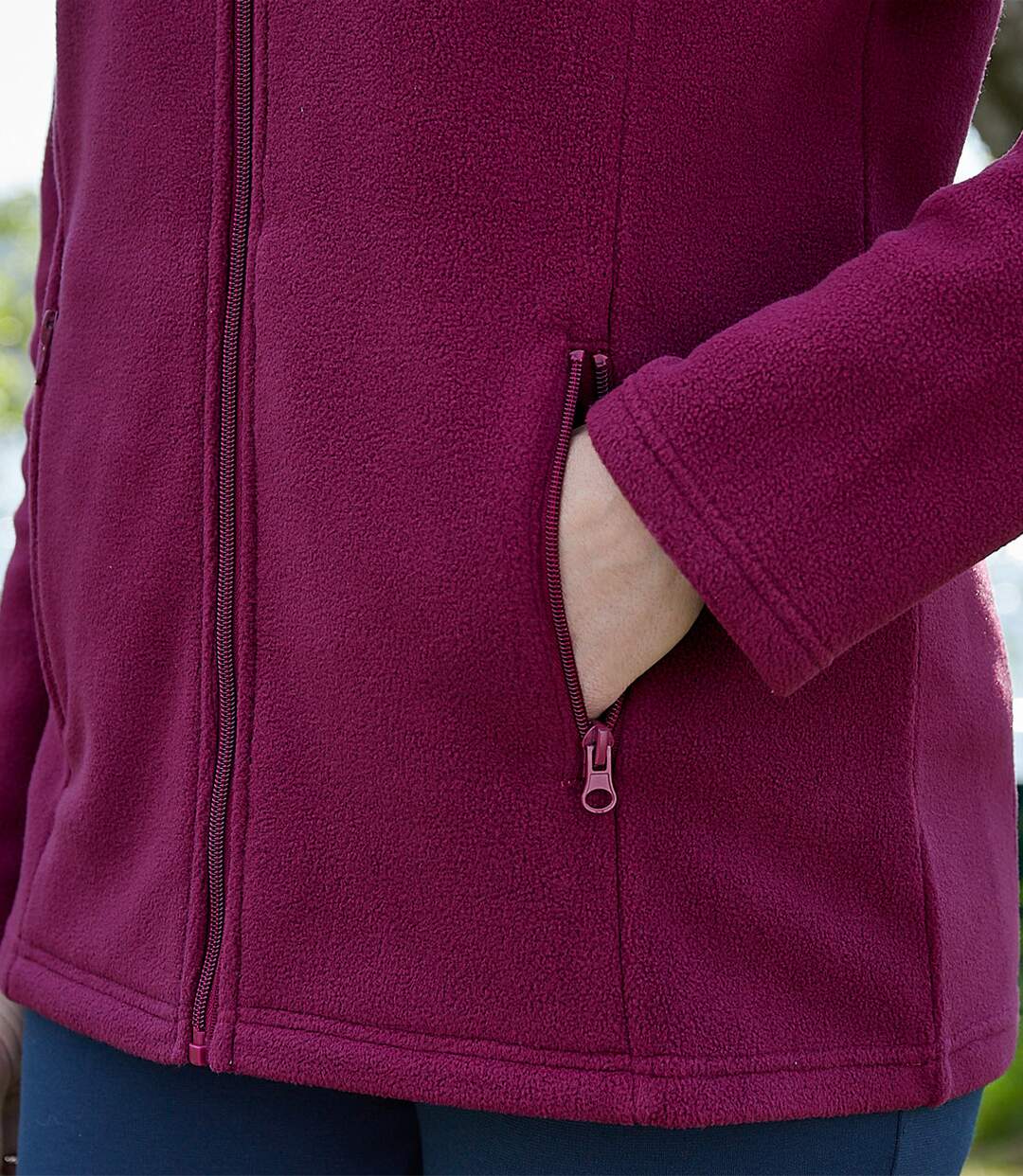 Veste en polaire à broderie femme - prune-2