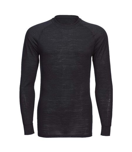 Unisex Adult Merino Blend Crew Neck Base Layer Top Black Portwest