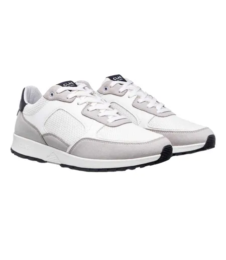 Womens/ladies Logo Low Cut Trainers White Navy CLAE