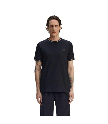 T-shirt Motif/style Rayure Contrastée Sur Bord Homme Bleu Marine Foncé Fred Perry