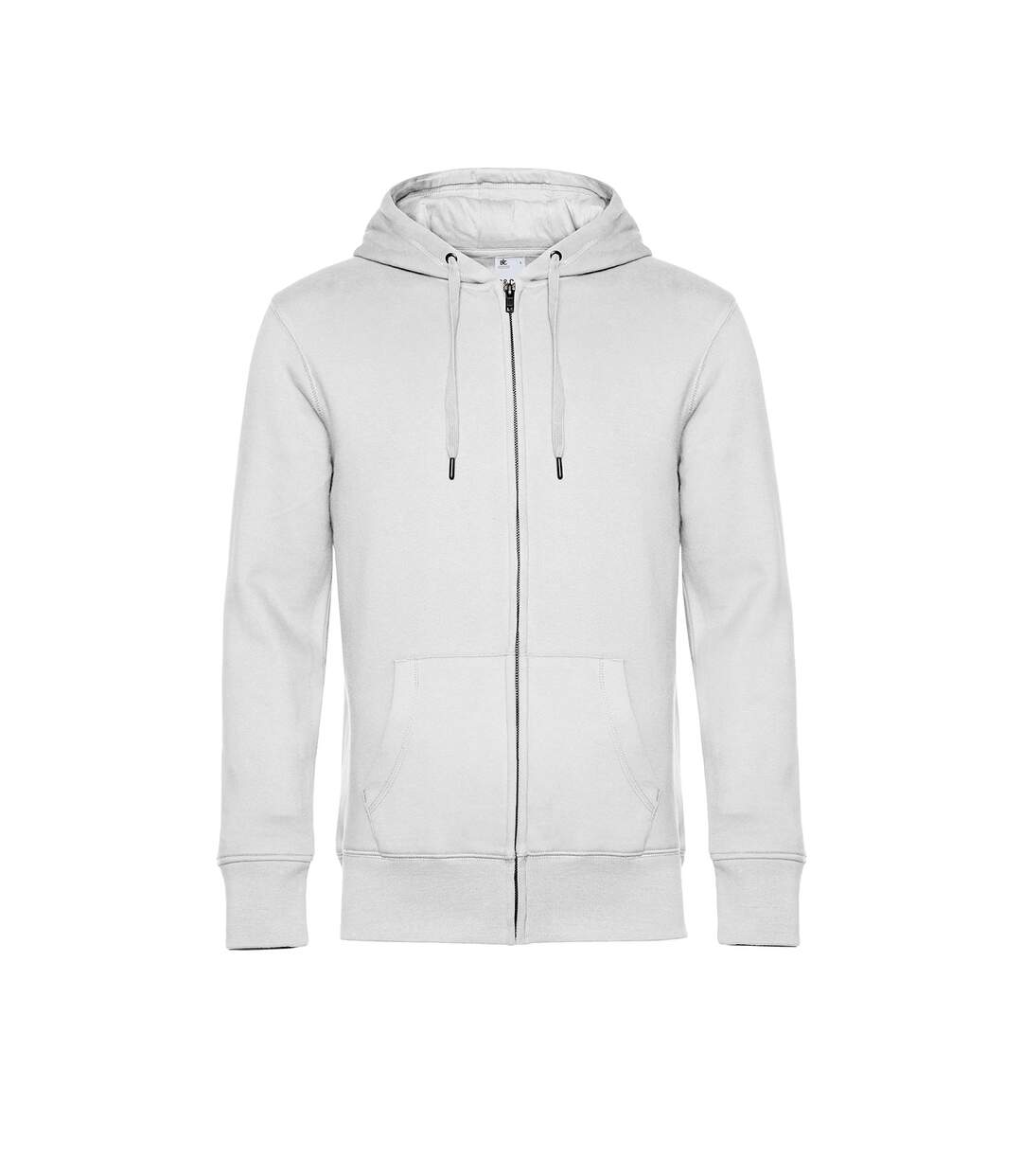 Mens king zipped hooded sweat white B&C