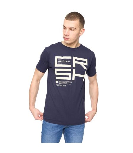 T-shirt Squarebox Homme Bleu Marine Crosshatch