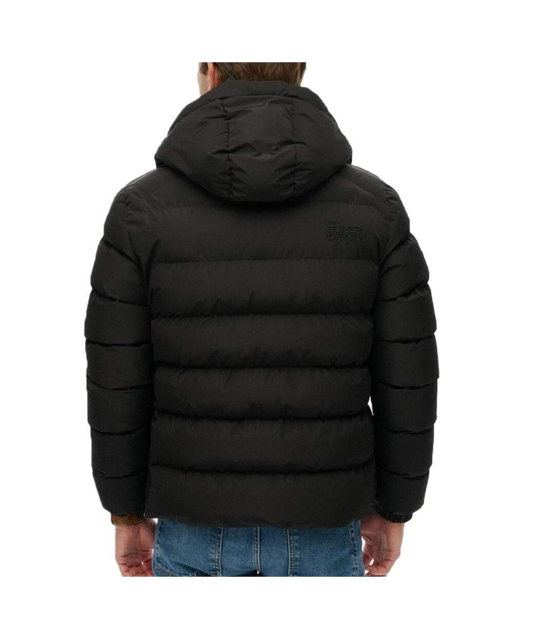 Doudoune noire mat homme superdry hooded-2