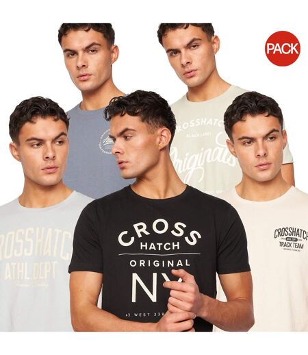 Pack of 5  Mens feltrax t-shirt  multicoloured Crosshatch