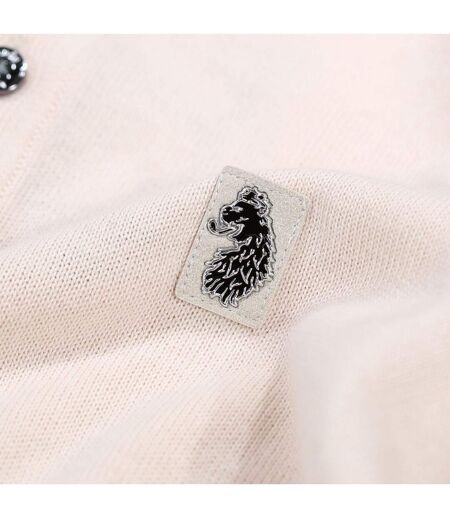 Mens Venice Knitted Long-sleeved Polo Shirt Beige Luke 1977