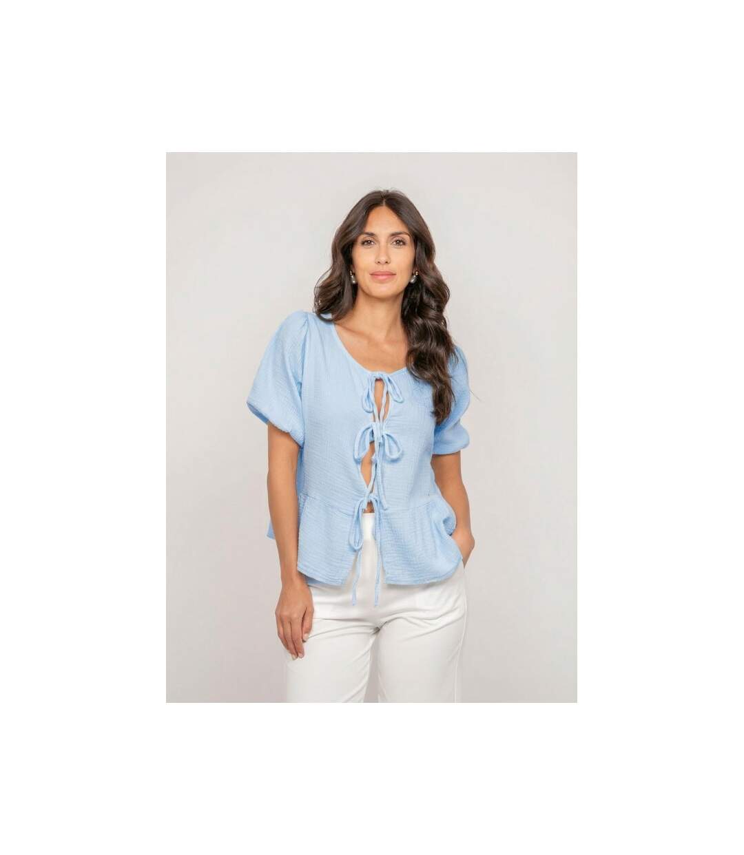 Blouse nouée gaze de conton OLERVIE - Dona X Lisa-1