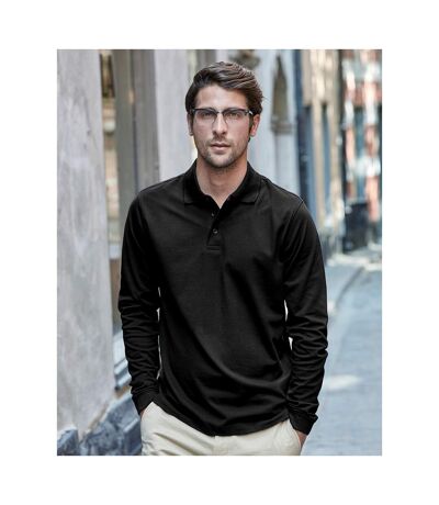Tee Jays Mens Luxury Stretch Long Sleeve Polo Shirt (Black) - UTBC3306