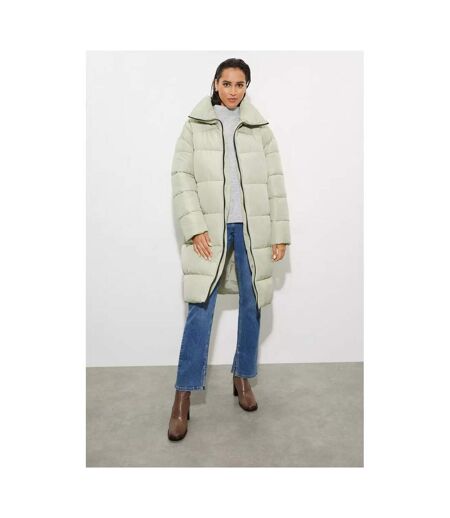 Womens/ladies Padded Tall Long Coat Sage Dorothy Perkins