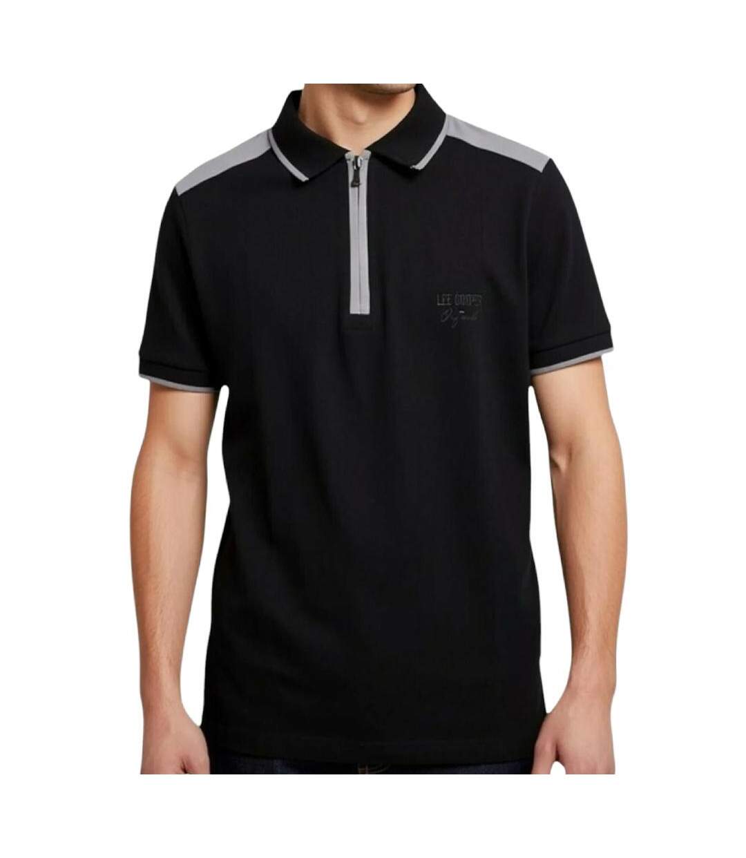 Polo noir homme lee cooper glc2046-1