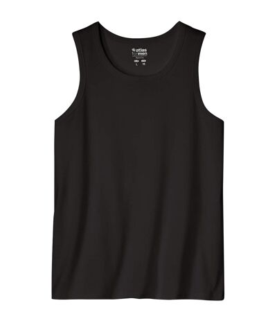 4er-Pack einfarbige Tanktops in Schwarz