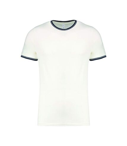 T-shirt manches courtes coton piqué K373- blanc cassé - homme