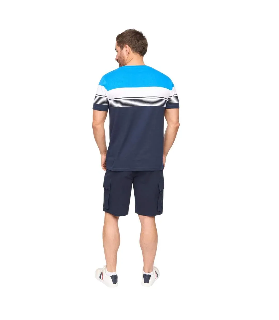 Mens Portmen Yarn Dyed Stripe Cotton T-shirt Blue Stripe Bewley & Ritch-3