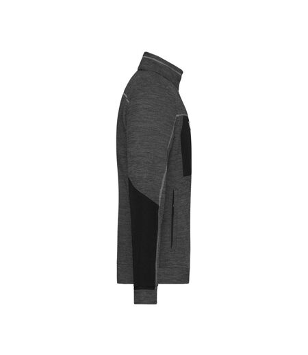 Veste Polaire Homme Noir Chiné Noir Argenté James And Nicholson