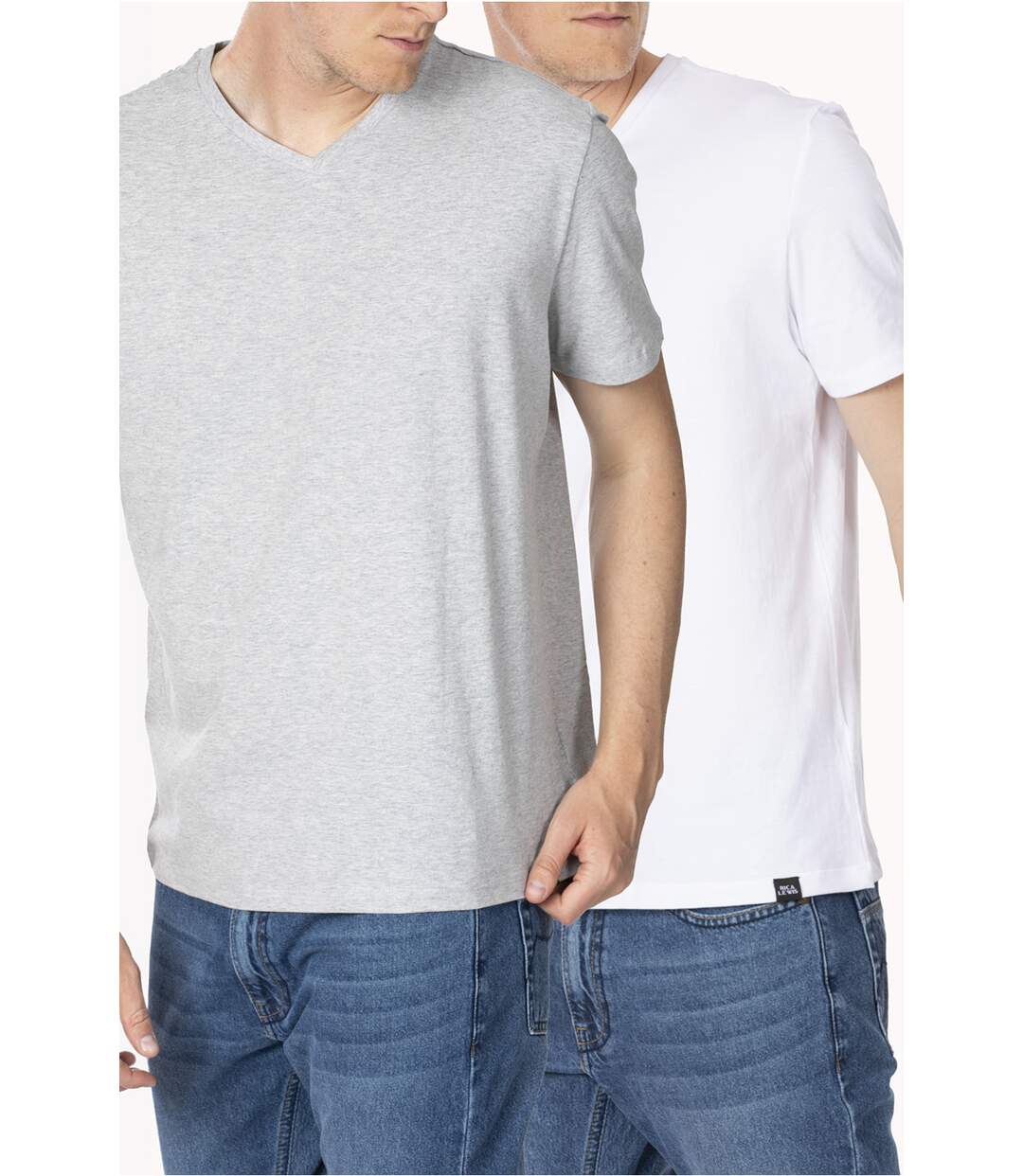 T-shirts essentiels coton bio, lot de 2 BLANC/GRIS