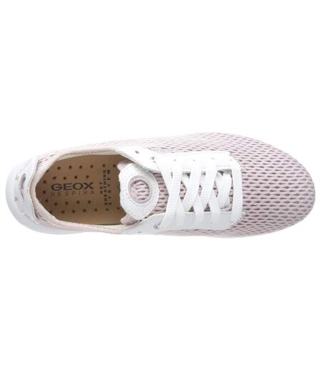 Womens/ladies Aerantis Leather Trainers Antique Rose White Geox