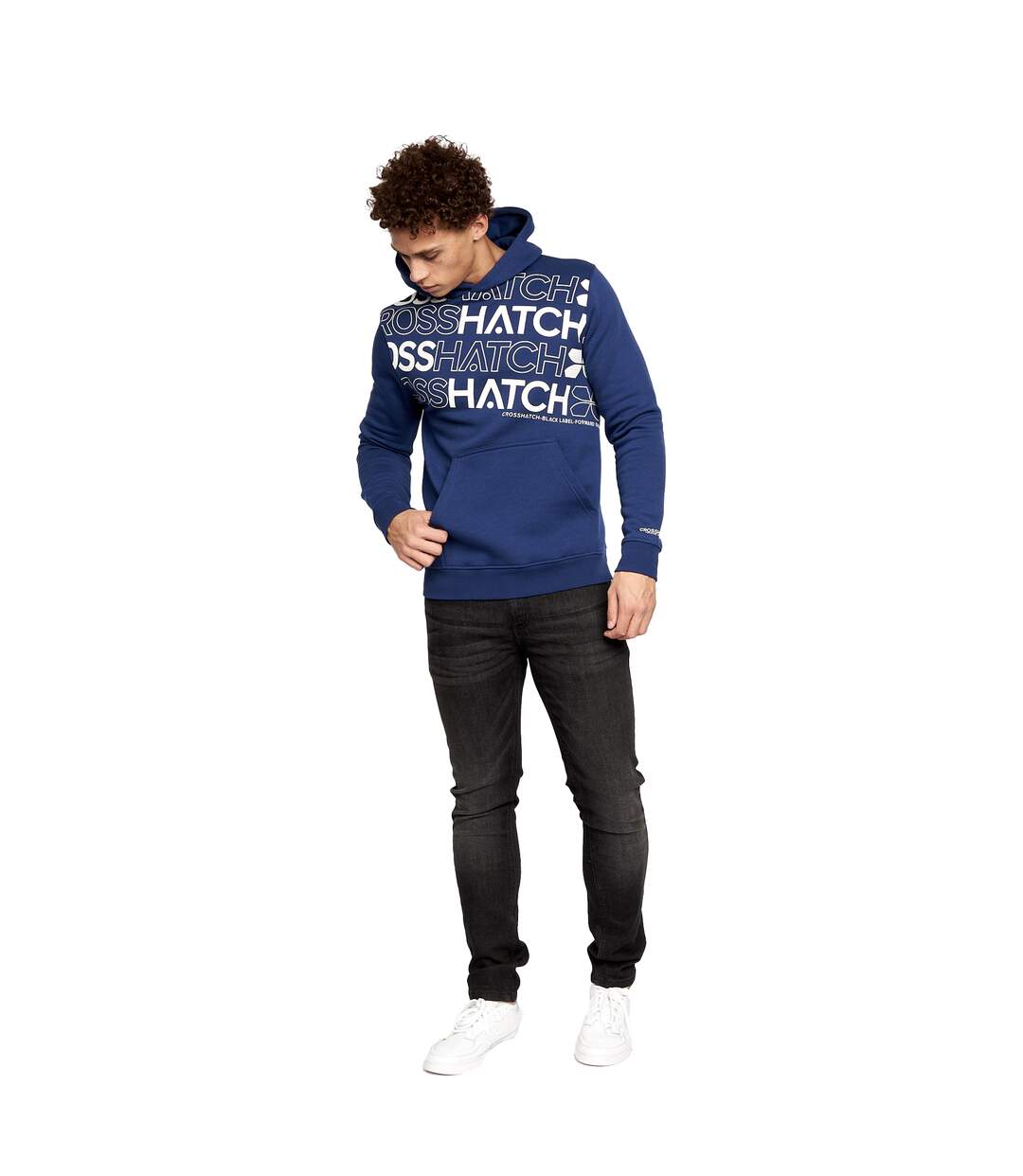 Pack Of 2  Mens Hensal Hoodie  Navy White Crosshatch-1