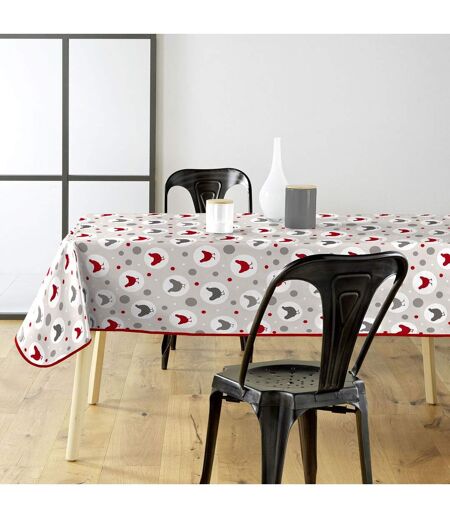 Nappe Toile Cirée Suzette 140x240cm Gris & Rouge