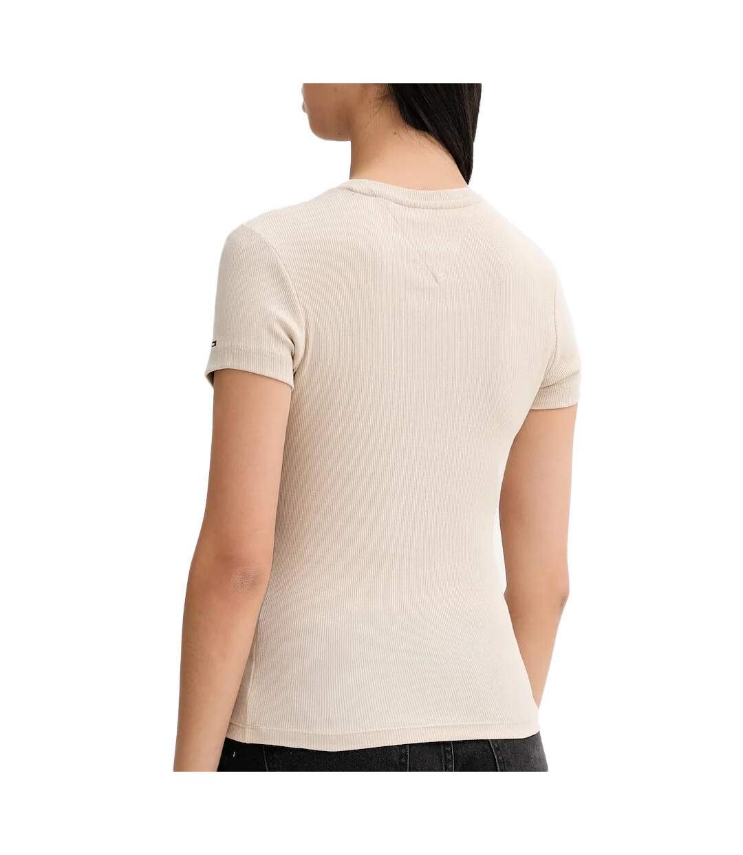 T-Shirt beige femme tommy hilfiger dw0dw21838-2