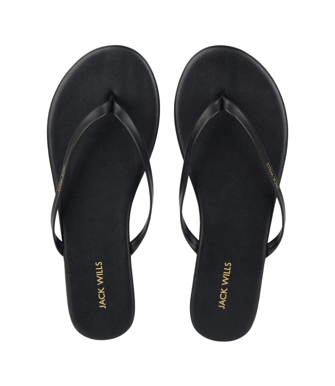Womens/ladies Synthetic Flat Flip Flops Black Jack Wills-4