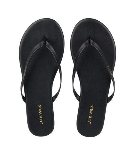 Womens/ladies Synthetic Flat Flip Flops Black Jack Wills