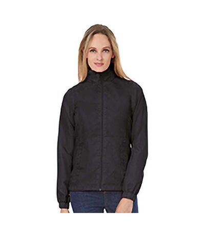 B&C Womens/Ladies ID.601 Hooded Showerproof Windbreaker Jacket (Black)