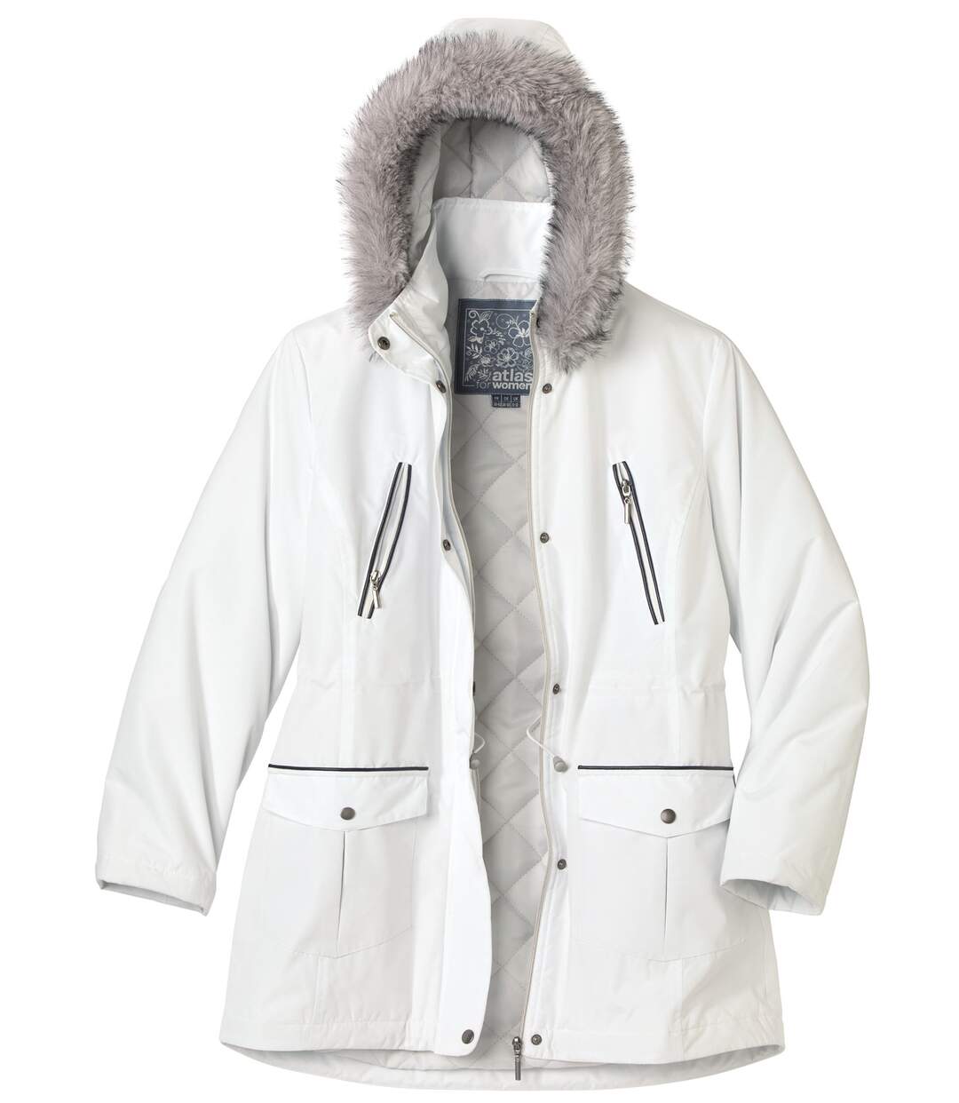 Parka matelassé à capuchon femme - blanc