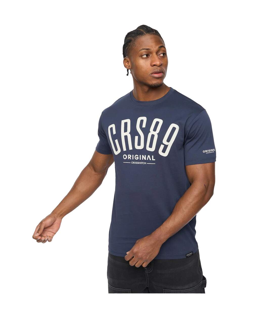 Mens Hallfell T-shirt Navy Crosshatch-4