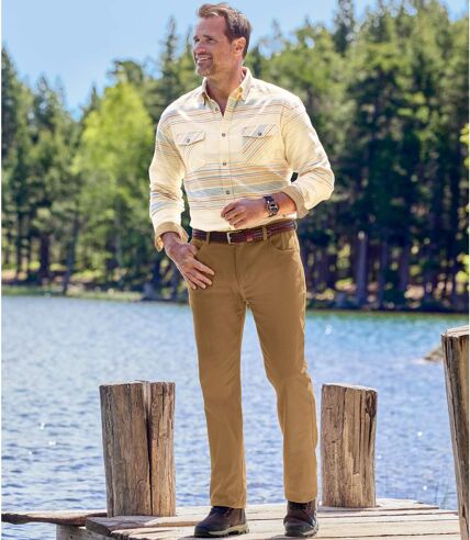 Men's Camel Stretchy Twill Trousers