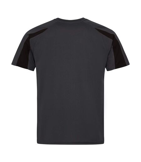 Just Cool - T-shirt sport contraste - Homme (Gris foncé/Noir) - UTRW685