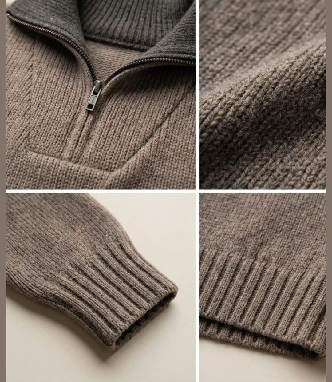 CHALLENGER PRIMO3 — Pull camionneur col camionneur beige/marron : chaleur et style authentique-3