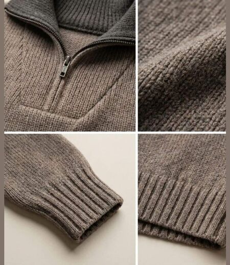 CHALLENGER PRIMO3 — Pull camionneur col camionneur beige/marron : chaleur et style authentique