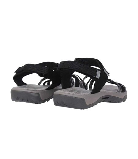 Womens/ladies Salina Cross Strap Leather Walking Sandals Black Grey Karrimor