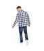 Mens demaro checked lined overshirt navy/white Crosshatch-2