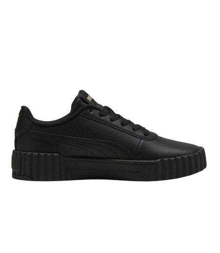 Childrens/kids Carina 3.0 Platform Trainers Black Gold Puma
