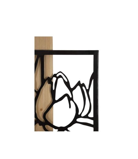 Décoration Murale Encadrée Lotus 90cm Noir & Naturel