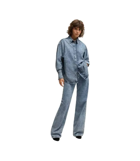 Chemise Manches Longues Femme Bleu Foncé Boss