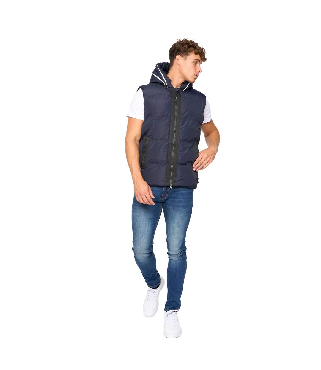 Mens Sandbox Hooded Gilet Navy Crosshatch-1