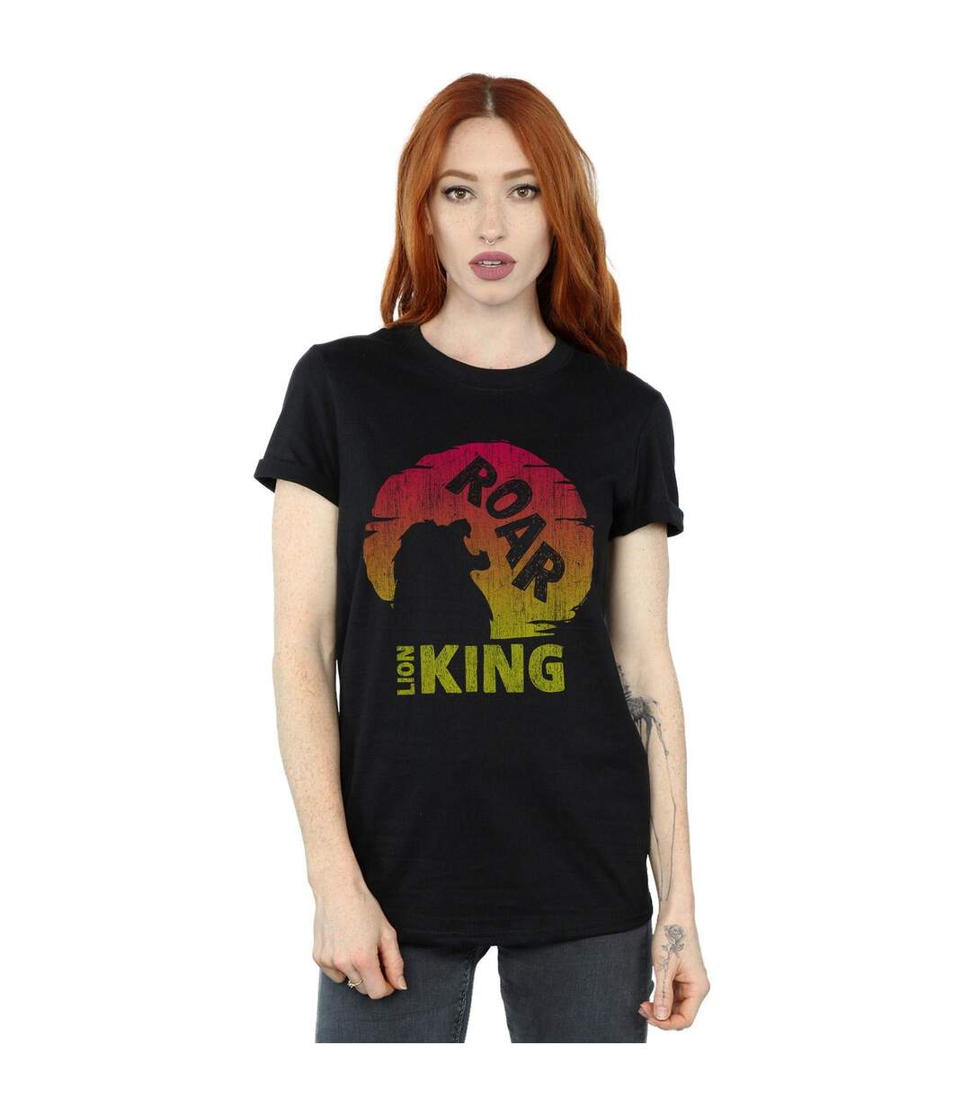 Disney Womens/Ladies The Lion King Movie Roar Cotton Boyfriend T-Shirt (Noir) - UTBI29259-2