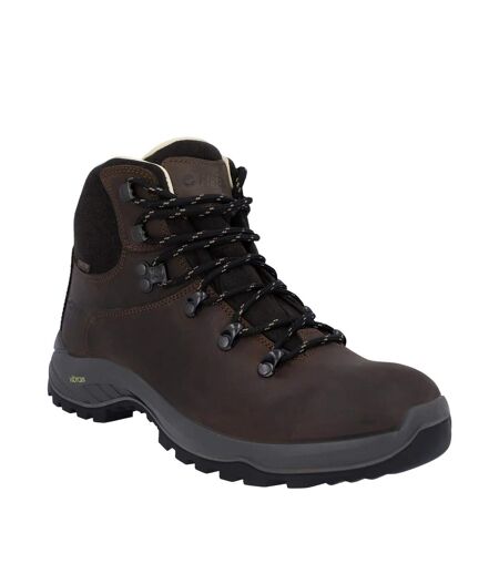 Mens Ravine Pro Leather Walking Boots Brown Hi-Tec