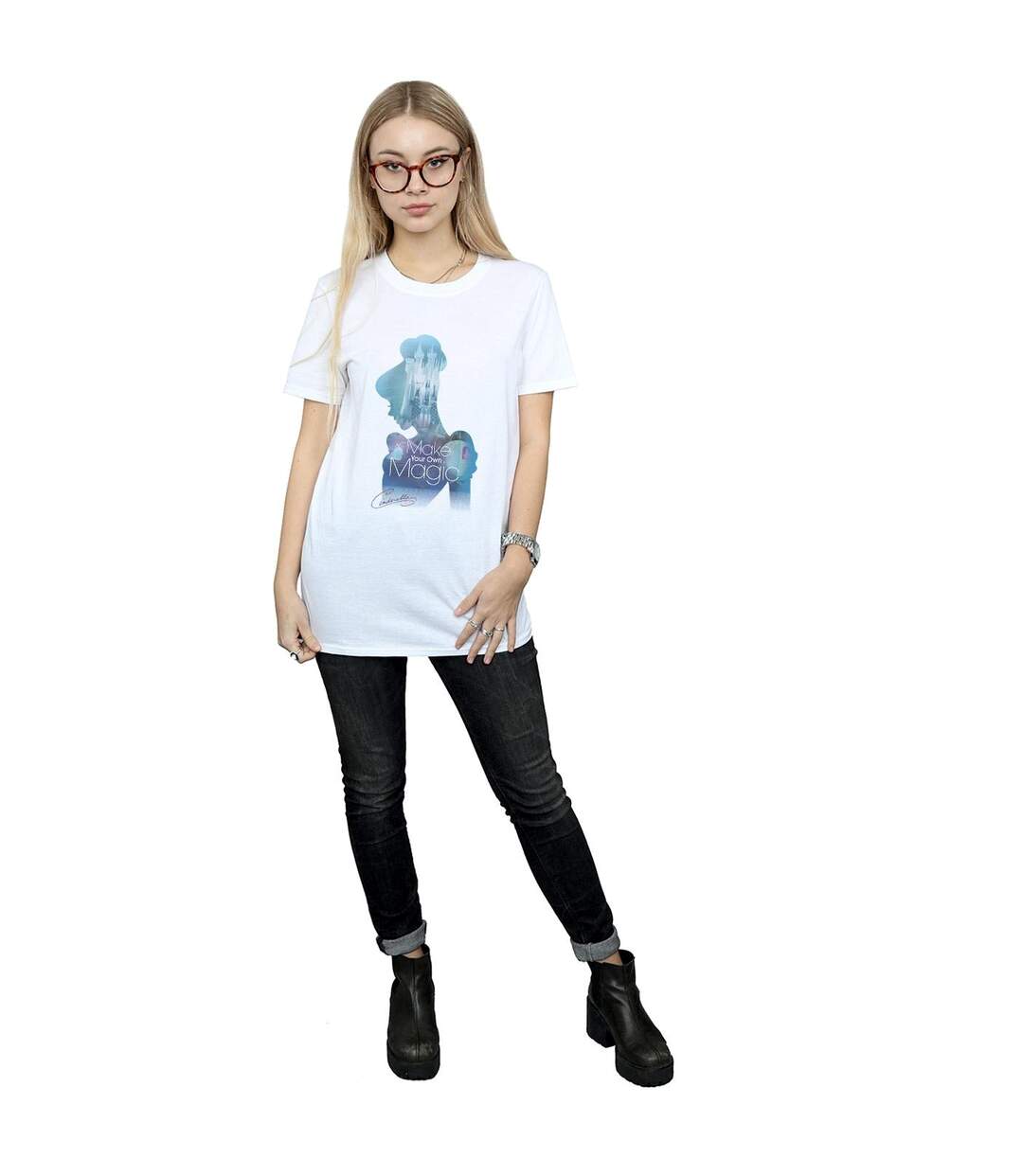 Disney Princess - T-shirt CINDERELLA FILLED SILHOUETTE - Femme (Blanc) - UTBI42580-4