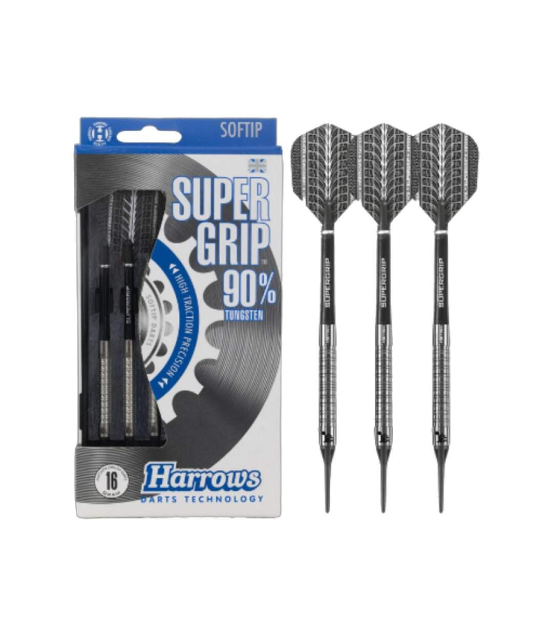 X3 fléchettes noir/gris harrows supergrip nylon 16gr-1
