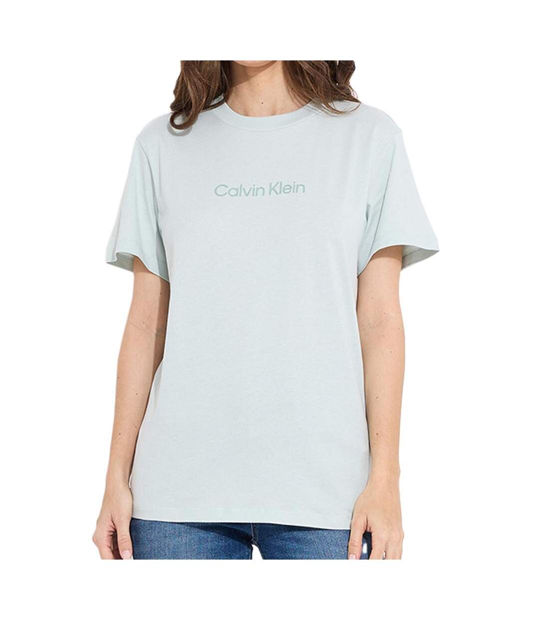 T-shirt vert d'eau femme calvin klein jeans hero logo - m-1
