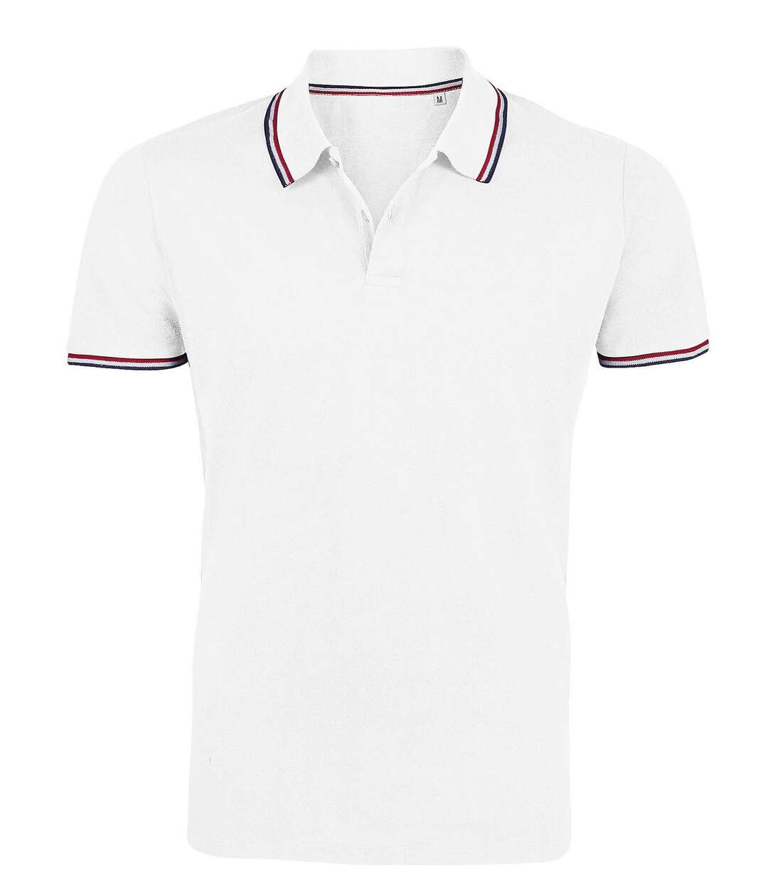 Polo homme liseret bleu blanc rouge - 02949 - blanc