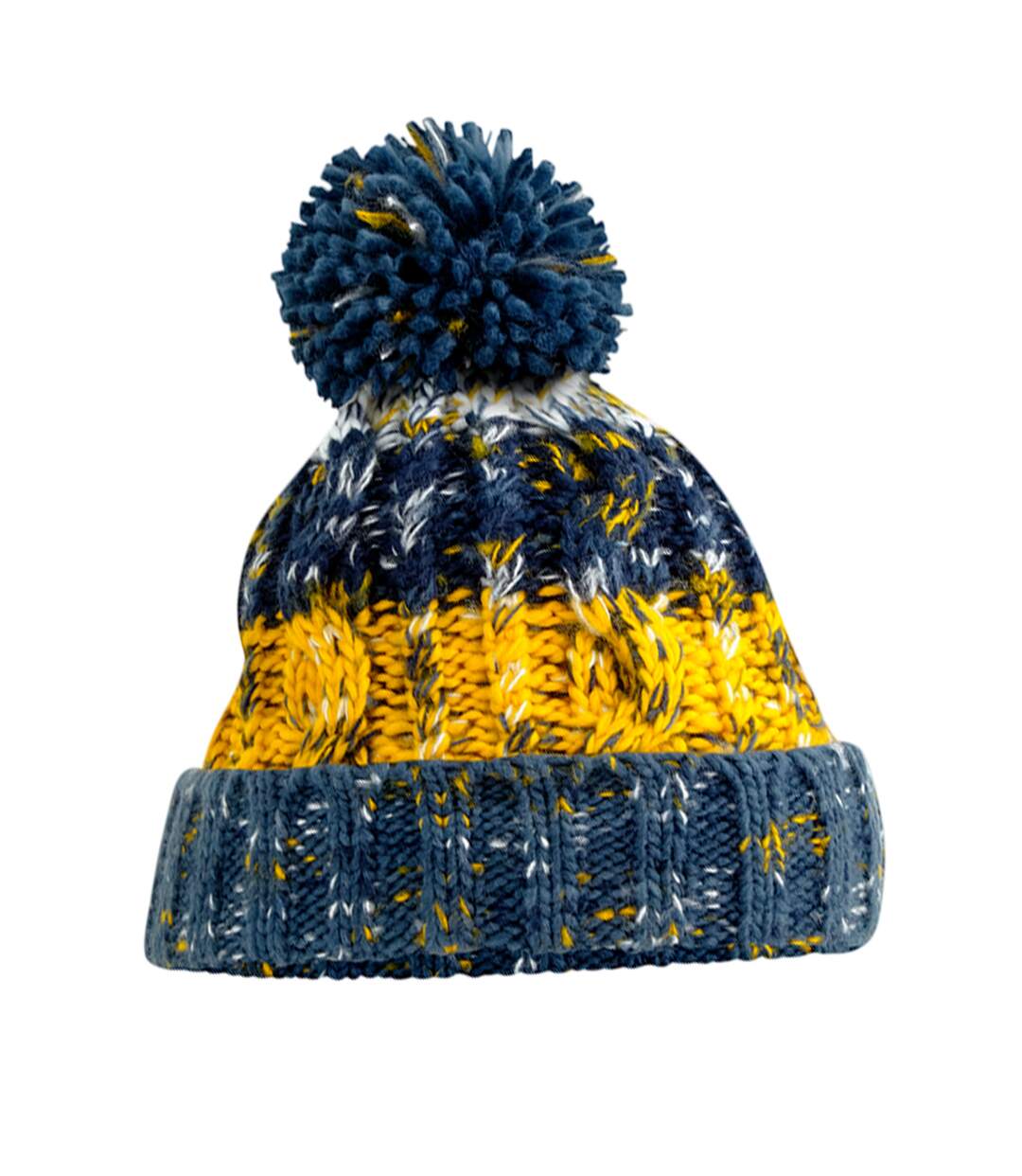 Bonnet Motif/style Tire-bouchon Bleu Marine Jaune Beechfield-1
