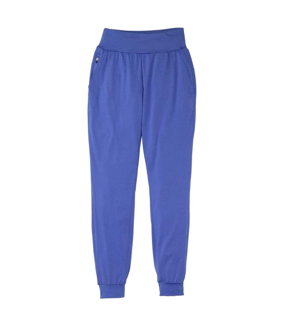Womens/ladies 365 Plain Slim Joggers Baja Blue Nathan-2