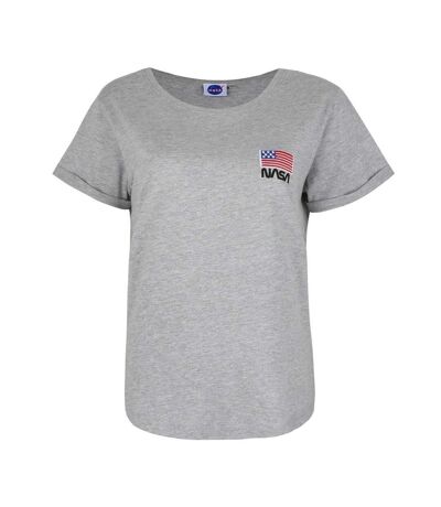 NASA Womens/Ladies Flag T-Shirt (Sports Grey)