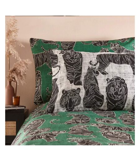 Reversible wildcat duvet cover set jungle green Furn