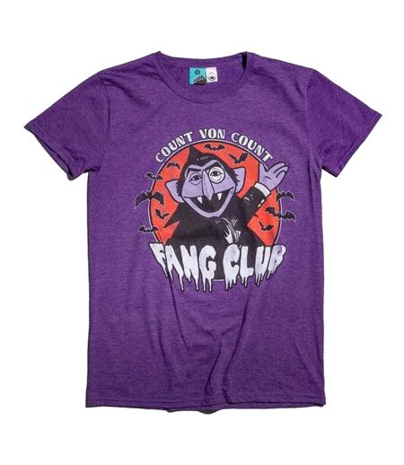 T-shirt Motif Comte Vampirouette Fang Club Adulte Violet Sesame Street