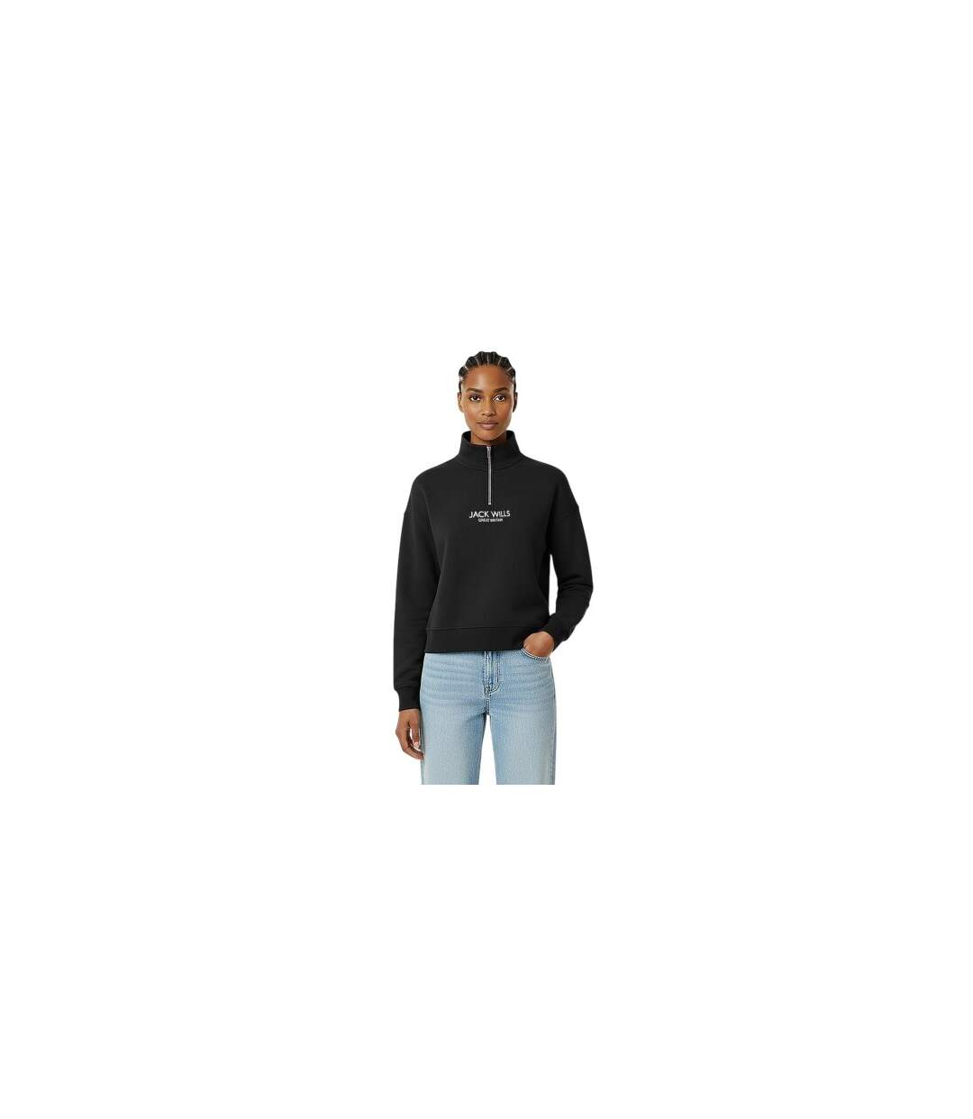 Womens/ladies Honeylane Half Zip Sweatshirt Black Jack Wills-1