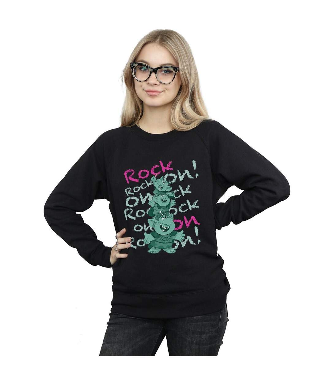 Disney Sweatshirt Frozen Trolls Rock On - Femmes/Dames (Noir) - UTBI19011-2